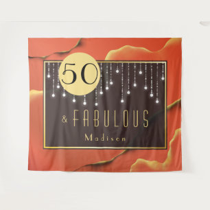 Fab 50th Birthday Cool Elegant Orange Tapestry