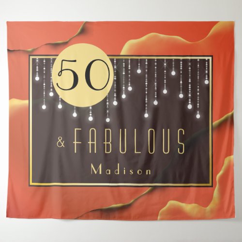 Fab 50th Birthday Cool Elegant Orange Tapestry 
