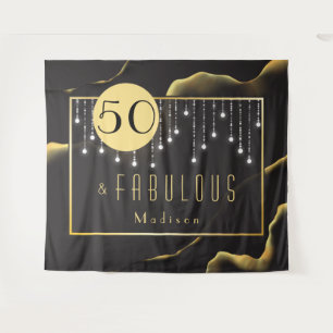 Fab 50th Birthday Cool Inky Black Tapestry