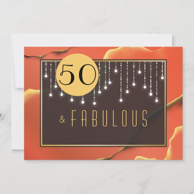 Fab 50th Birthday Elegant Red Invitation (Front)