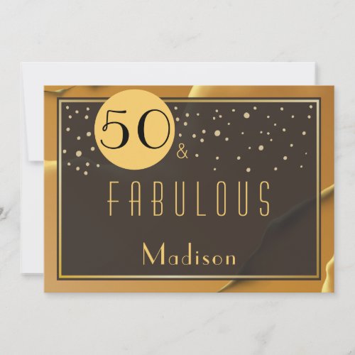 Fab 50th Surprise Birthday Golden Black  Invitation