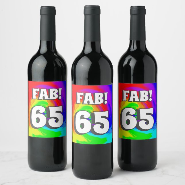 Fab! 65 Vibrant Heat Wave Swirl Retro 70s Party Wine Label (Bottles)