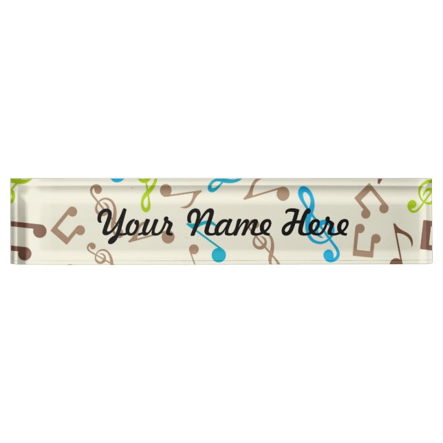 Fab Blue & Green Music Notes Name Plate (Front)