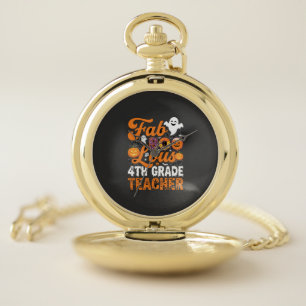 Fab-BOO-Lous 4th Grade Teacher Halloween Pocket Watch