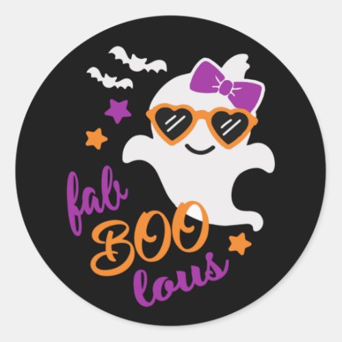 Fab Boo Lous Halloween Ghost Cute Modern Classic Round Sticker