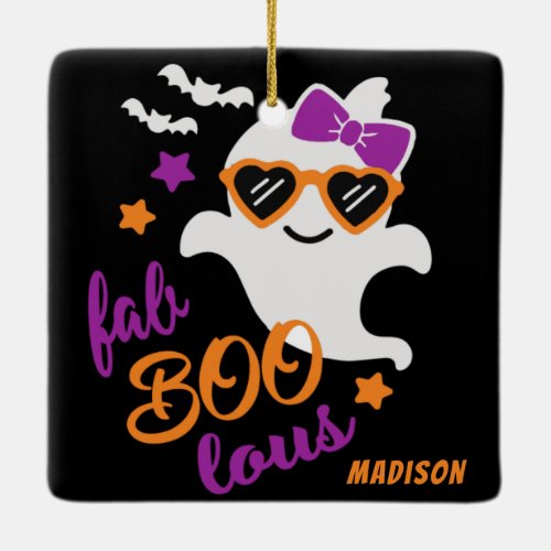 Fab Boo Lous Halloween Ghost Cute Personalized Ceramic Ornament