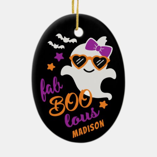 Fab Boo Lous Halloween Ghost Cute Personalized Ceramic Ornament