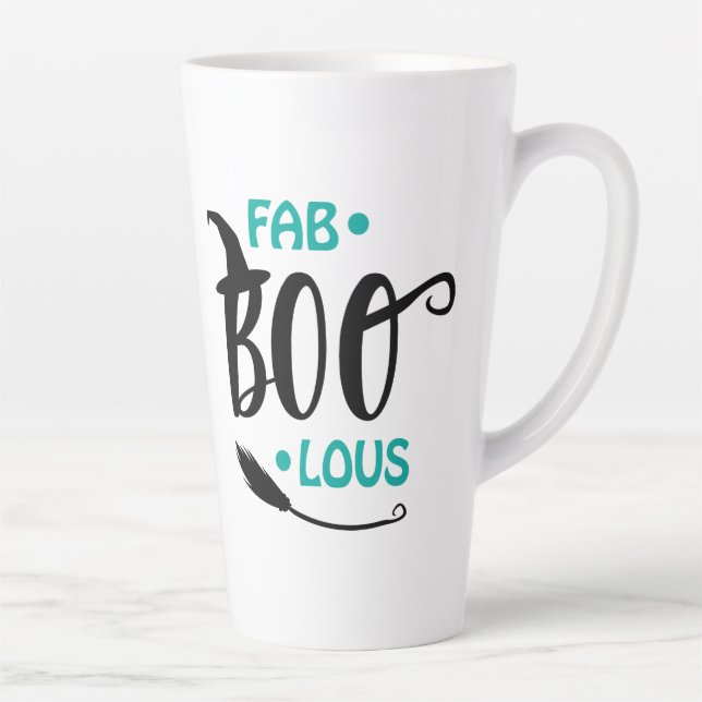 Fab-Boo-Lous Halloween Witch Broomstick Latte Mug (Right)