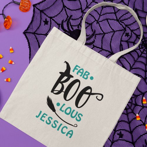 Fab_Boo_Lous Halloween Witch Personalized Name Tote Bag