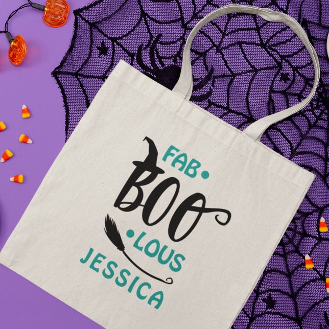 Fab-Boo-Lous Halloween Witch Personalized Name Tote Bag (Creator Uploaded)
