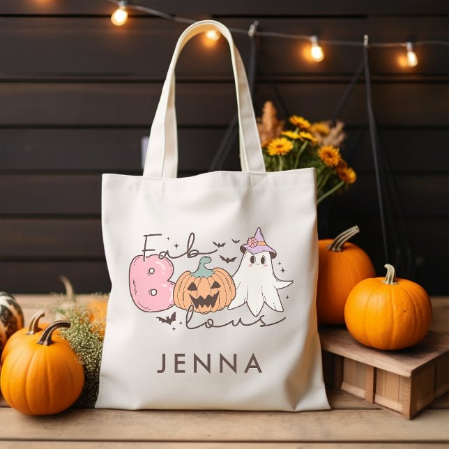 Fab-boo-lous Retro Groovy Halloween Personalized  Tote Bag (Creator Uploaded)