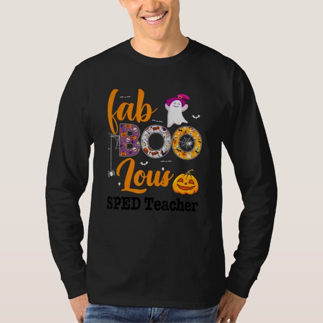 Fab Boo Lous Sped Teacher Leopard Spooky Halloween T-Shirt (Front)