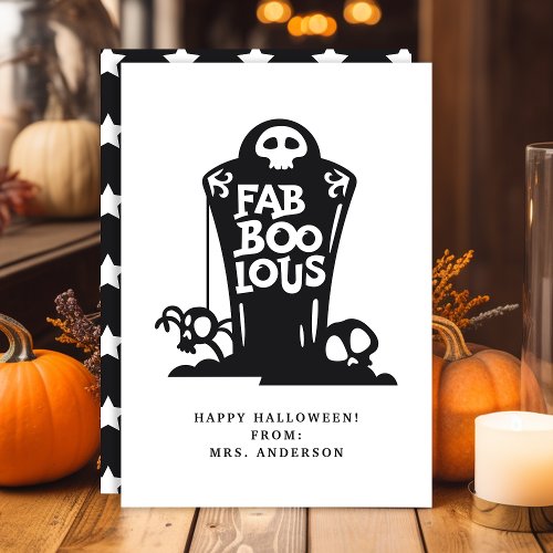 Fab Boo Lous Tombstone Halloween Classroom Card