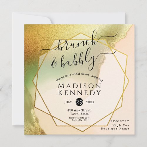 Fab Chartreuse Abstract Brunch Wedding Shower Invitation