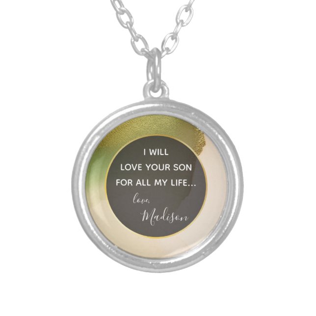 Fab Chartreuse 🤵 Bold & Stylish Budget Wedding Silver Plated Necklace (Front)