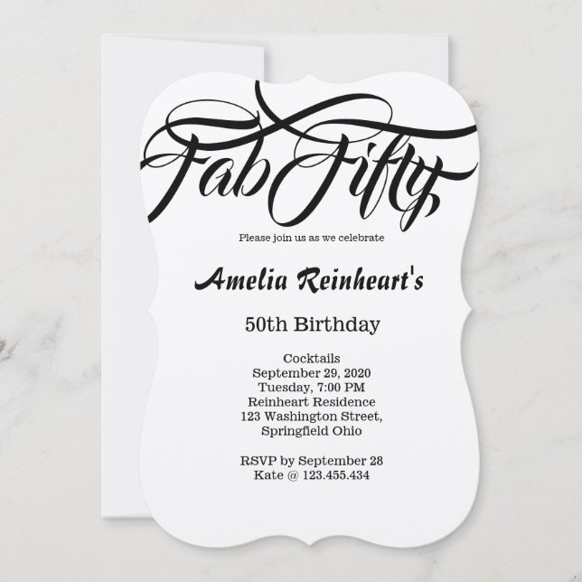 Fab Fifty 50 Birthday Party Invitation (Front)