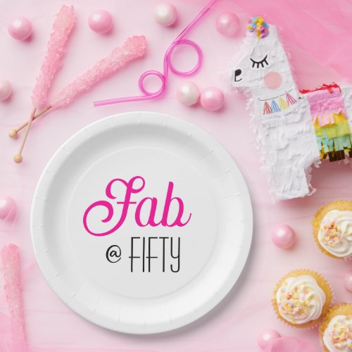 Fab  FIFTY 50th Birthday Paper Plates