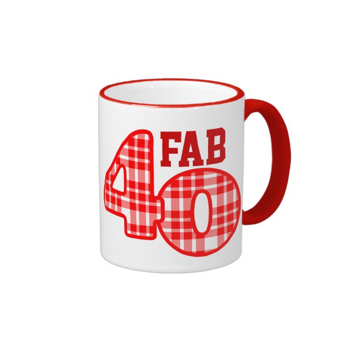 FAB Forty 40th Birthday RED Plaid Mugs