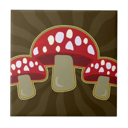 Fab Fungi Mushrooms Ceramic Tile
