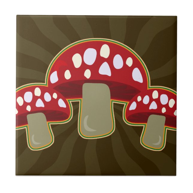 Fab Fungi Mushrooms Ceramic Tile (Front)