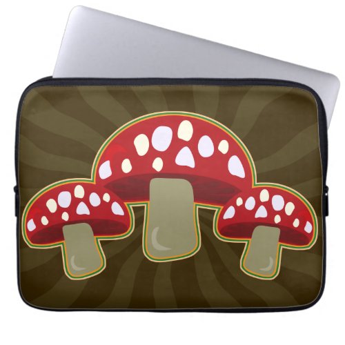 Fab Fungi Mushrooms Happy Pattern Laptop Sleeve