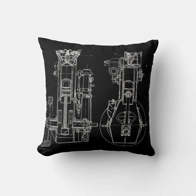 FaB MeChaNiCal DrAwinG BlUEpRiNT BlAcK AnD WhITe! Throw Pillow (Front)
