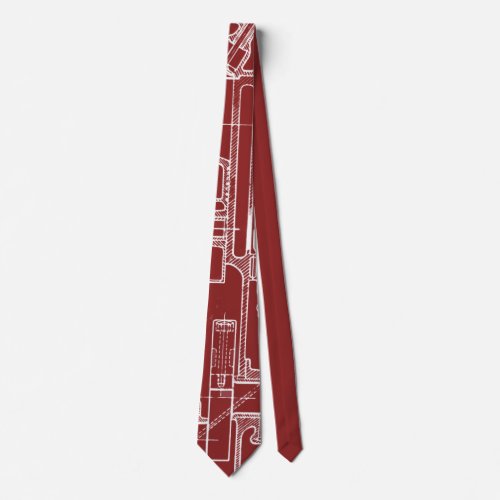 FAB MECHANICAL DRAWING BLUEPRINT White on Color Neck Tie