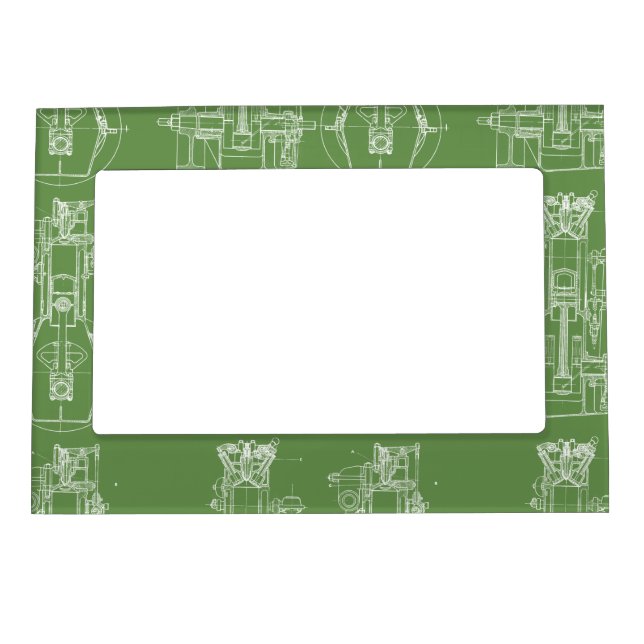 FAB MECHANICAL DRAWING BLUEPRINT WHITE YOUR COLOR MAGNETIC FRAME (Front)