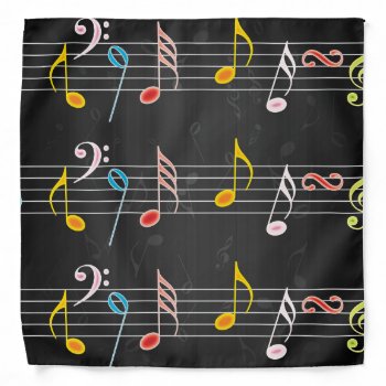 Fab Music Notes On Black Bandana by GroovyFinds at Zazzle