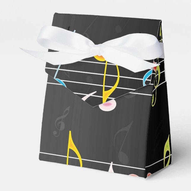 Fab Music Notes on Black Favor Boxes (Front Side)
