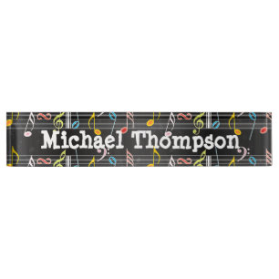 Fab Music Notes on Black, Musican Gift Name Plate