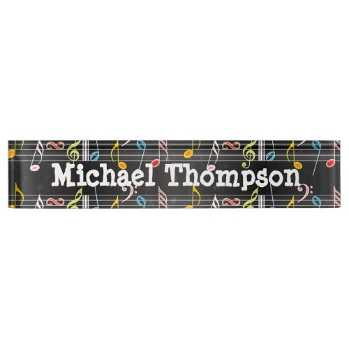 Fab Music Notes on Black Musican Gift Name Plate