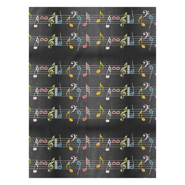 Fab Music Notes on Black Tablecloth (Front)