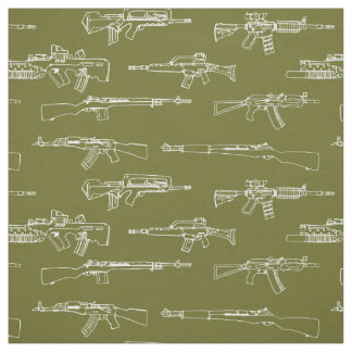 Fab rifle & guns design on green fabric
