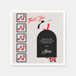 Fab Silhouette Glam Shoes Red Black Birthday Napkins