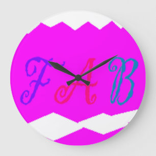 Fab vibrant pink design with colored text large clock