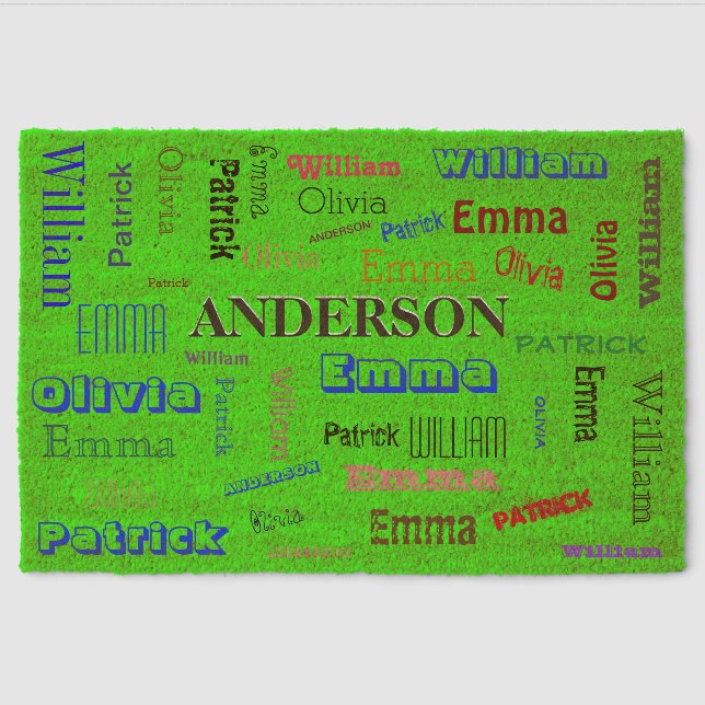Fab Word Cloud Family 💕🎉 Cool  Fiber Doormat (Front)