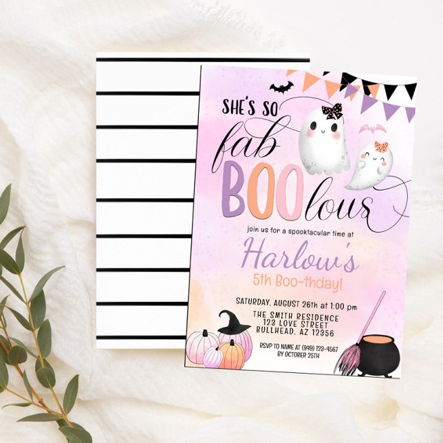 FabBOOlous Ghost Pastel Halloween Birthday  Invitation (Creator Uploaded)
