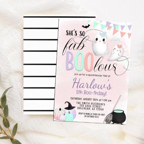 FabBOOlous Ghost Pastel Halloween Birthday  Invitation