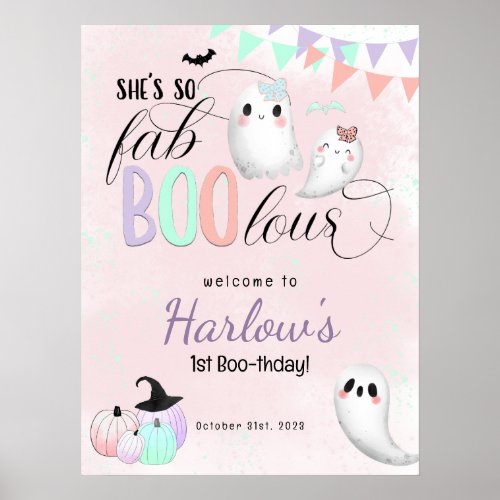 FabBOOlous Pastel Halloween Birthday Welcome  Poster