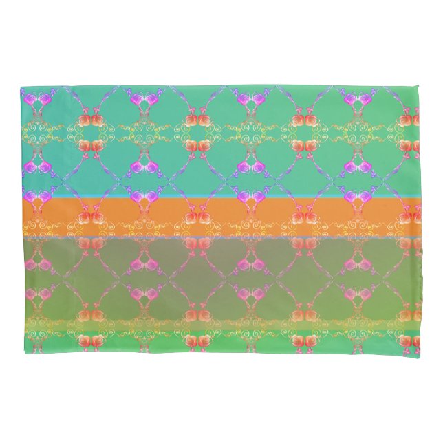 Faberge Inspired Rose Floral Folk Revival   Pillow Case (Front)