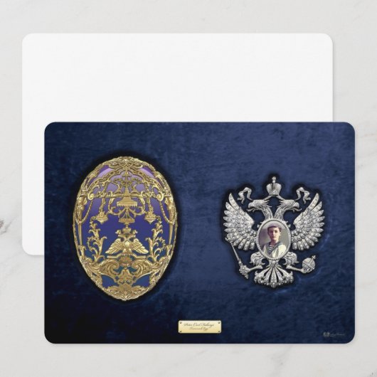 Faberge Tsarevich Egg with Surprise on Blue Velvet (Front/Back)