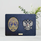 Faberge Tsarevich Egg with Surprise on Blue Velvet (Standing Front)