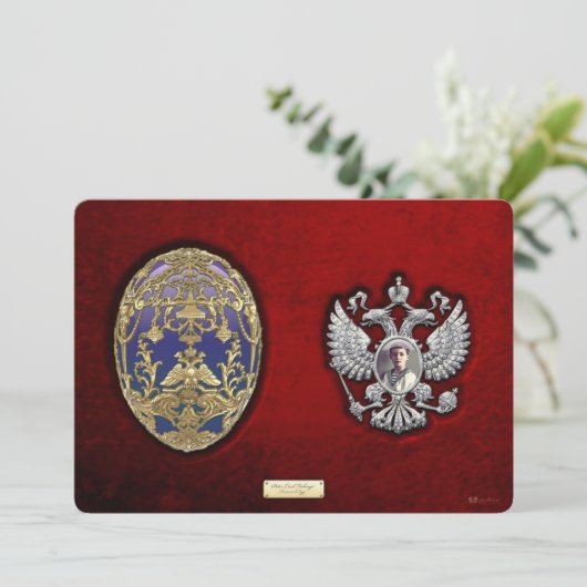 Faberge Tsarevich Egg with Surprise on Red Velvet (Standing Front)