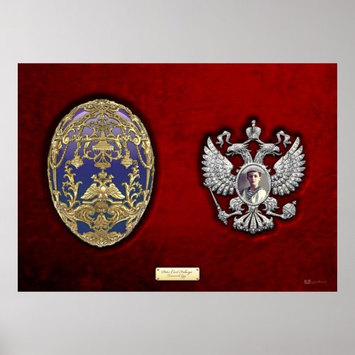 Faberge Tsarevich Egg with Surprise on Red Velvet Poster