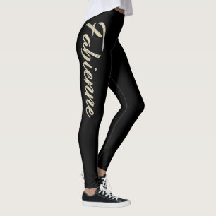 Fabienne white gold handwriting trousers leggings