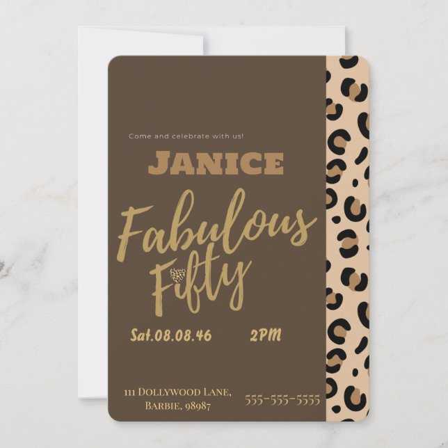 Fabolous Cheetah 50th  Invitation (Front)