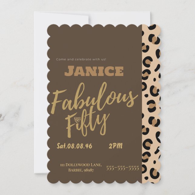 Fabolous Cheetah 50th  Invitation (Front)