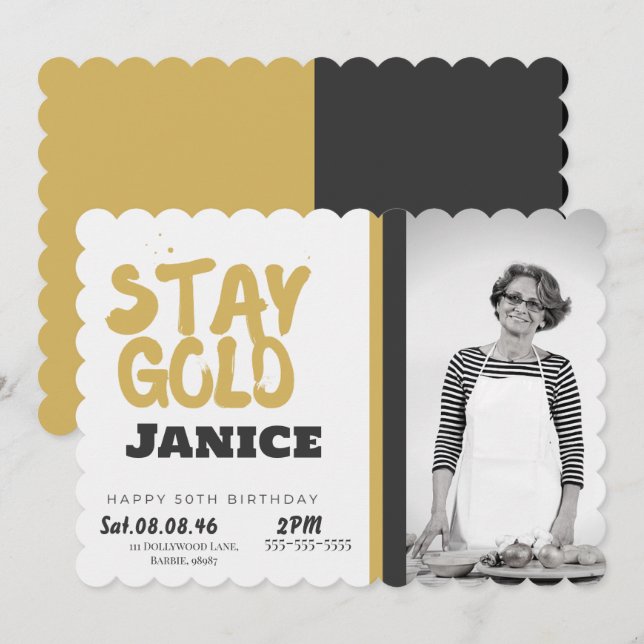 Fabolous Gold Golden 50th Personalized Invitation (Front/Back)