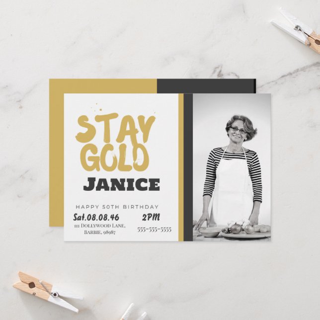 Fabolous Gold Golden 50th Personalized Invitation (Front/Back In Situ)